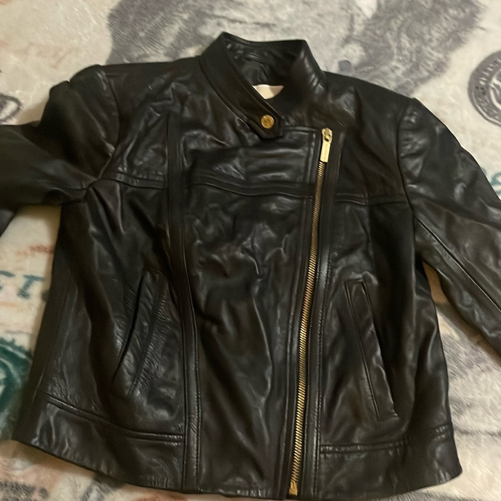 Michael Kors leather jacket size petite small. Brand new